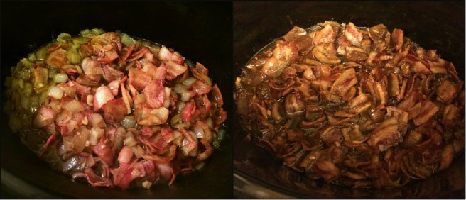 Before and after slow cooking